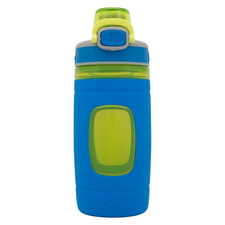 Bubba Flo Kids Water Bottle Wide Mouth Lid with Silicone Sleeve Azure, 16 fl oz.