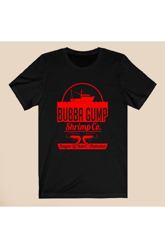 Bubba Gump Shrimp Co Forest Gump Men's Black T-Shirt Size S-5XL