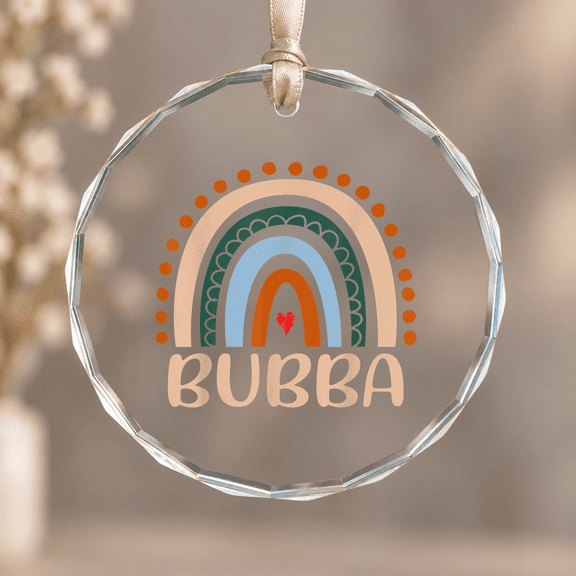 Bubba Rainbow, Boho Rainbow Bubba, Cool Dad Father's Day Christmas Ornament, Family Holiday Keepsake, Circle Glass Ornament