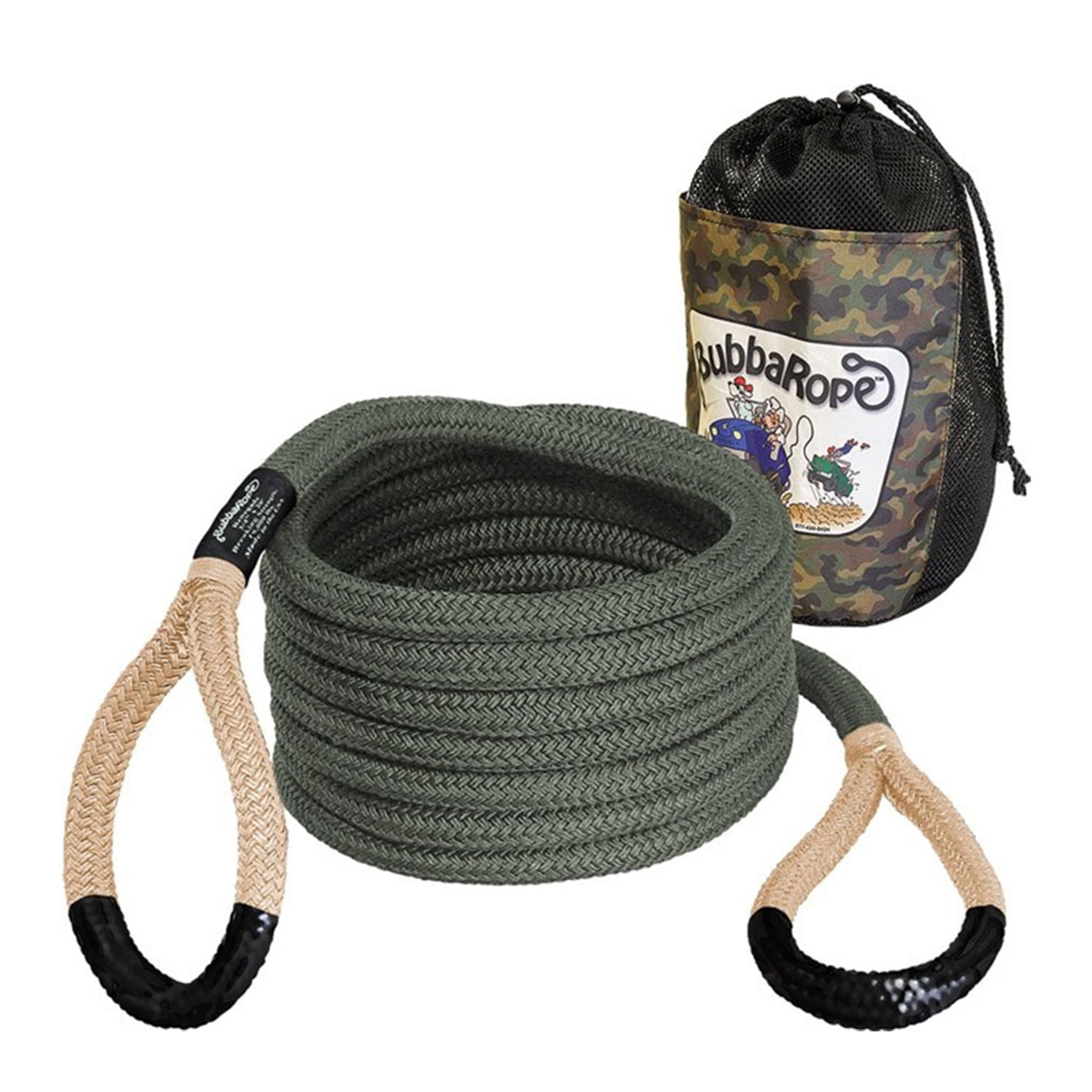 Bubba Rope RENEGADE 176655BKG Off-Road Power Stretch Kinetic Kit 3/4" x 20" Recovery Rope With Breaking Strength of 19000 In Tane / Green Accessory Ideal for Recovery and Towing Stuck Vehicles