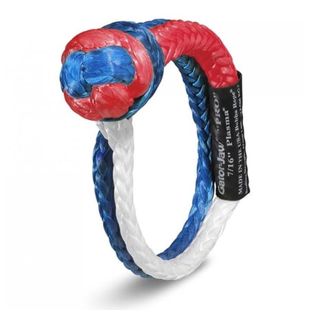 Bubba Rope 176745 PRO PATRIOT 7/16'' Synthetic Soft Shackle Gator Jaw Pro Breaking Strength of 52300 lb with UHMPE Plasma in Red, White and Blue