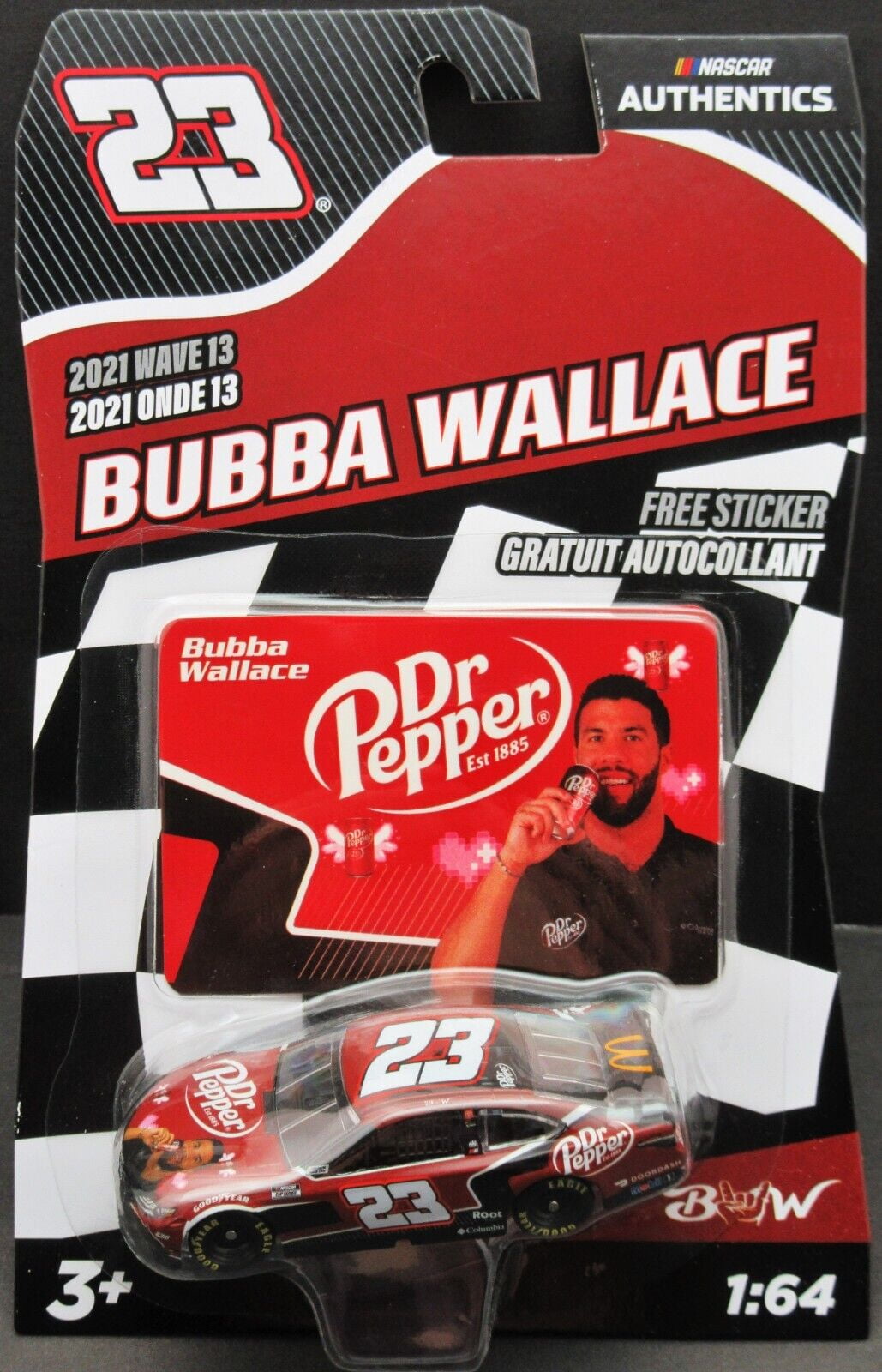 Bubba Wallace ~ Auto Ins~ NASCAR Authentics ~ w/Sticker ~ Die Cast 1:64 Scale