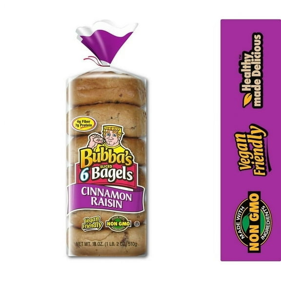 Bubba's Cinnamon Raisin Bagel, 18 Oz, 6 Count (Pack of 3)