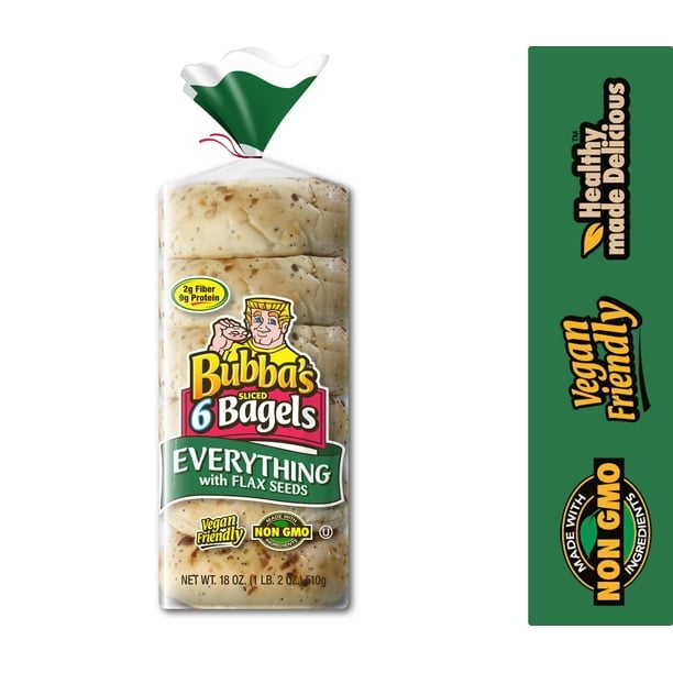 Bubba's Everything Sliced Bagels 18 oz, 6 Count (Pack of 3)