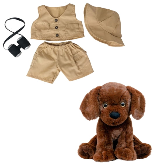 Bubba the Lab 16 Inch Plush Toy with Safari Outfit - Interactive Stuffed Animal Explorer Cloth Gift for Kids