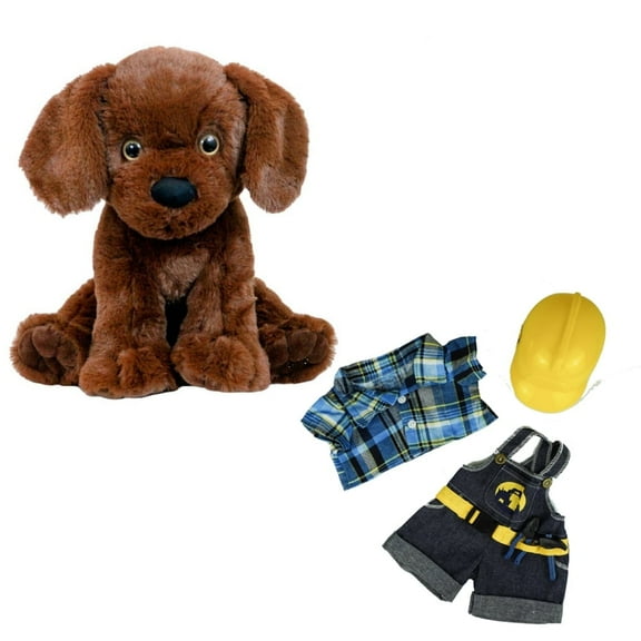 Bubba the Lab 16" Stuffed Animal with Construction Worker Costume and HardHat Accessory for Kids & Toddlers Gift