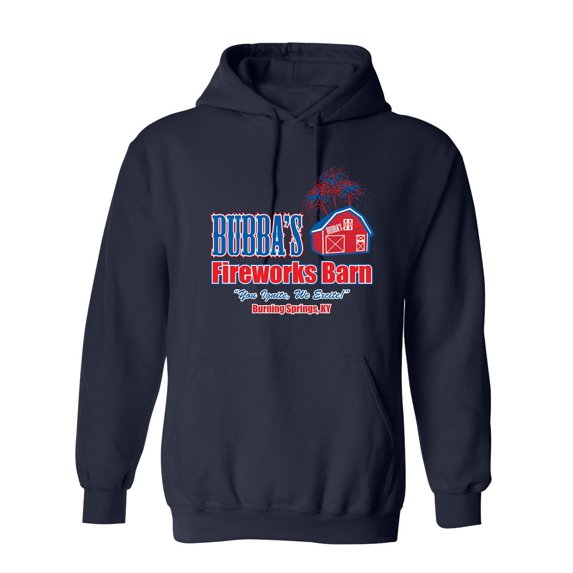 Bubbas Fireworks Barn Burning Springs Sarcastic Novelty Gift Idea Adult Humor Funny Men's Hoodies
