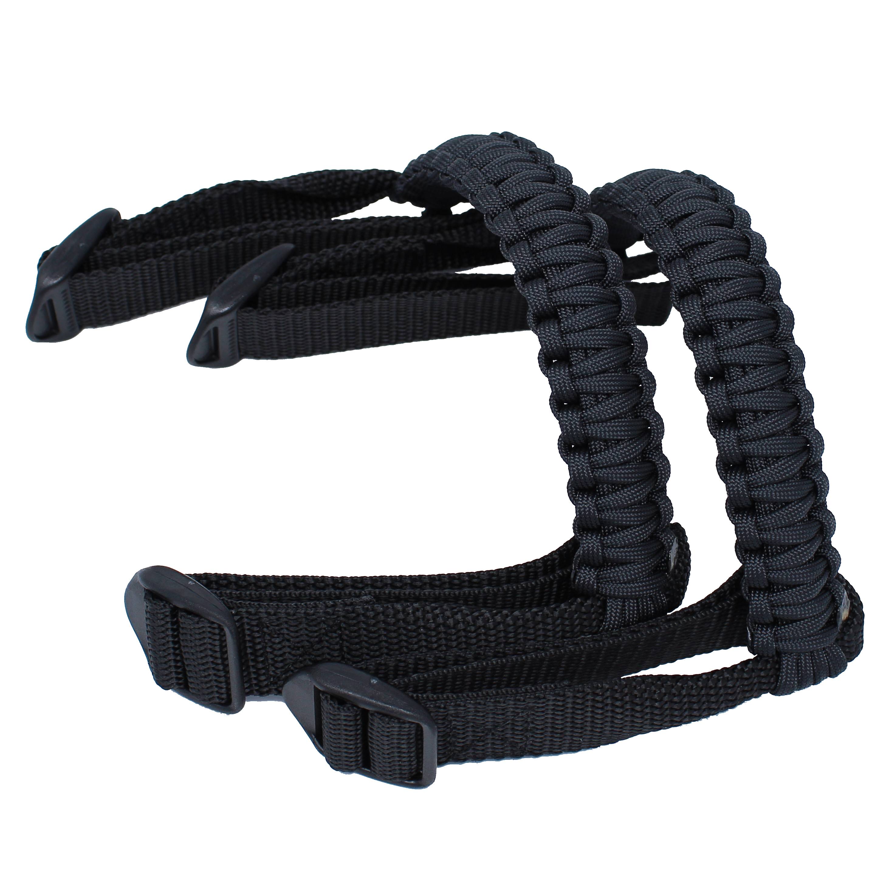 BubbasGarageTv Black Paracord Roll Bar Grab Handles for Jeep Wrangler