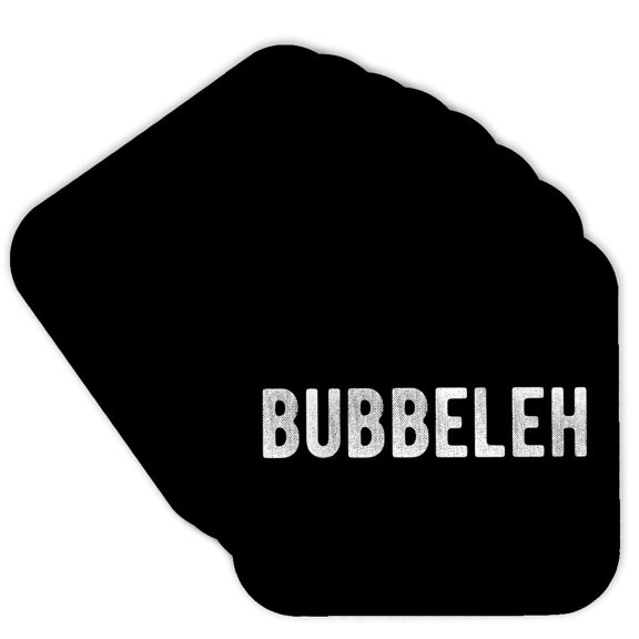3drose, Bubbeleh. Bold, White, Distressed Lettering on a Black Background., Set of 8 Coasters - Soft