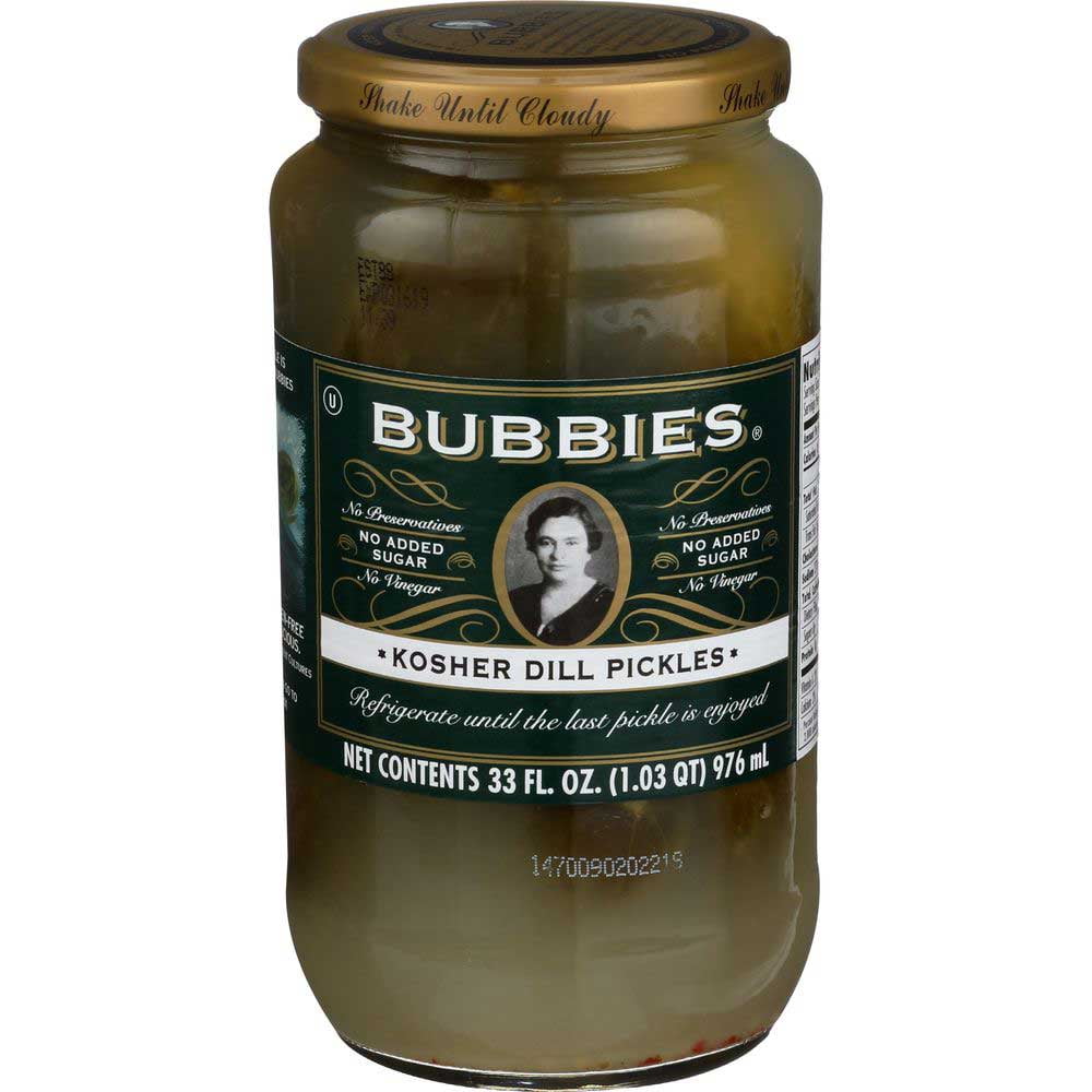 Bubbies Kosher Dill Pickles, 33 Ounce 6 per case.