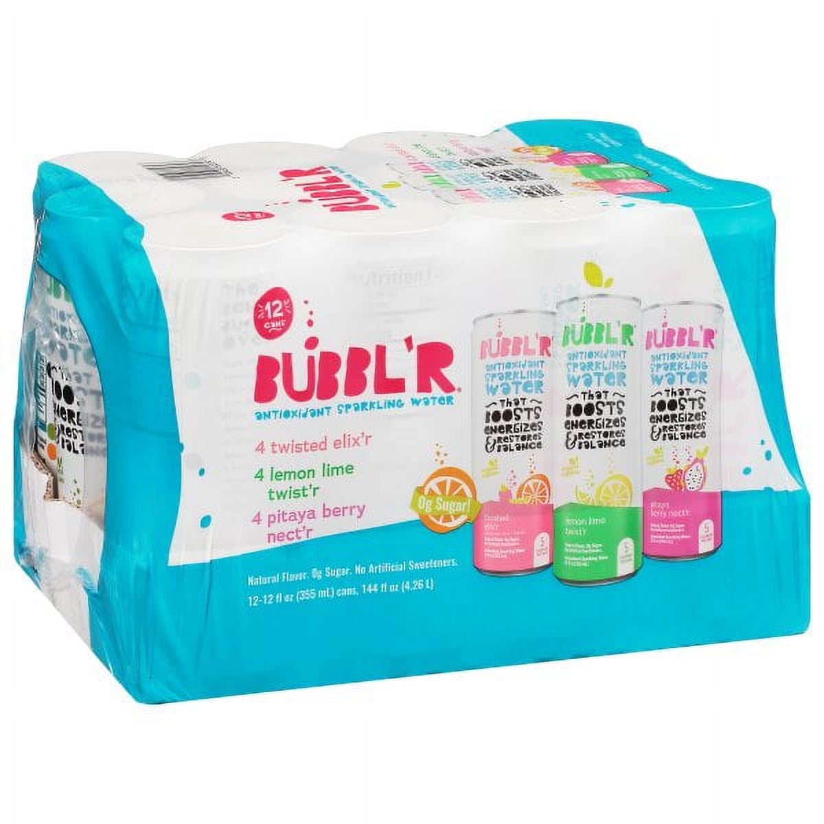 Bubbl'r Antioxidant Sparkling Water Variety Pack -- 12 fl oz Each / Pack of 12