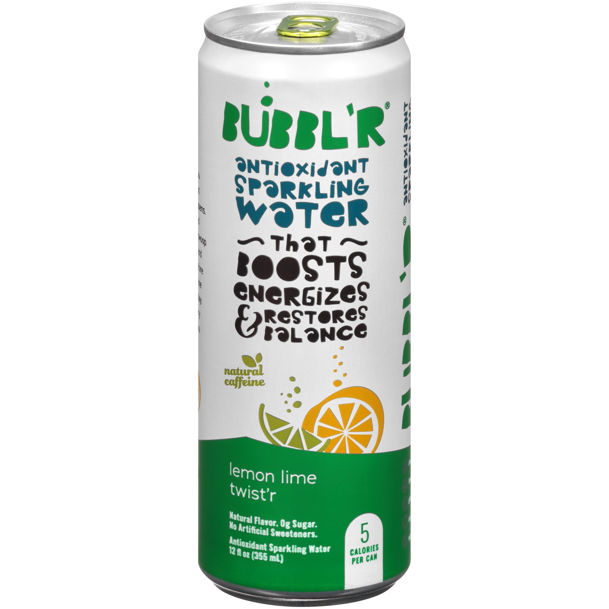 Bubbl'r Lemon Lime Antioxidant Sparkling Water with a Boost of Caffeine