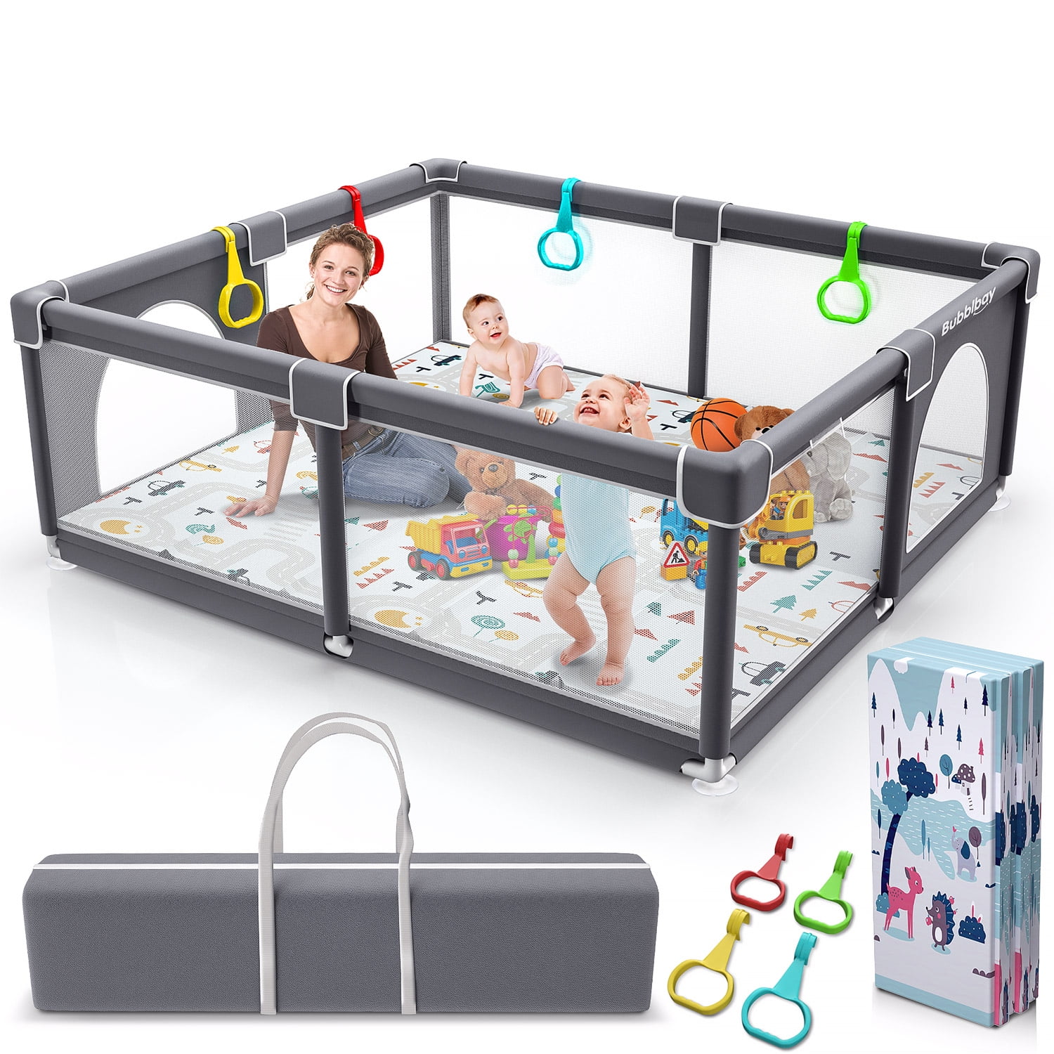 Bubblbay Baby Playpen, 79x71, Indoor & Outdoor Kids Activity Play Yard  with Gate