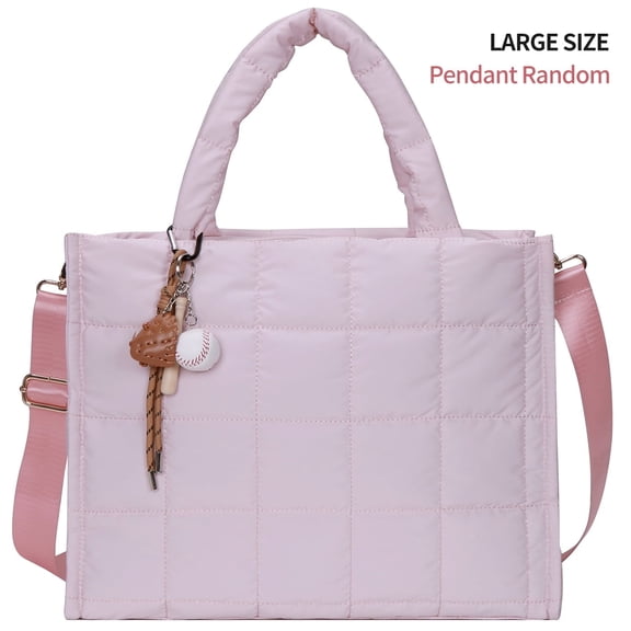 Bubble 20L Puffy Tote Bag for Women, Quilted Laptop Shoulder Handbag, Lightweight Work Tote with Multiple Compartments for Travel & Work Organize Zipper Closure Durable Tote bag