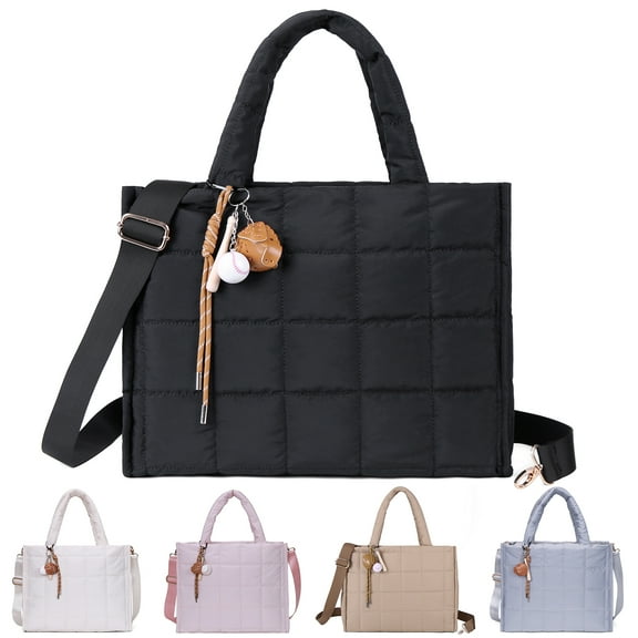 Bubble 20L Puffy Tote Bag for Women, Quilted Laptop Shoulder Handbag, Lightweight Work Tote with Multiple Compartments for Travel & Work Organize Zipper Closure Durable Tote bag