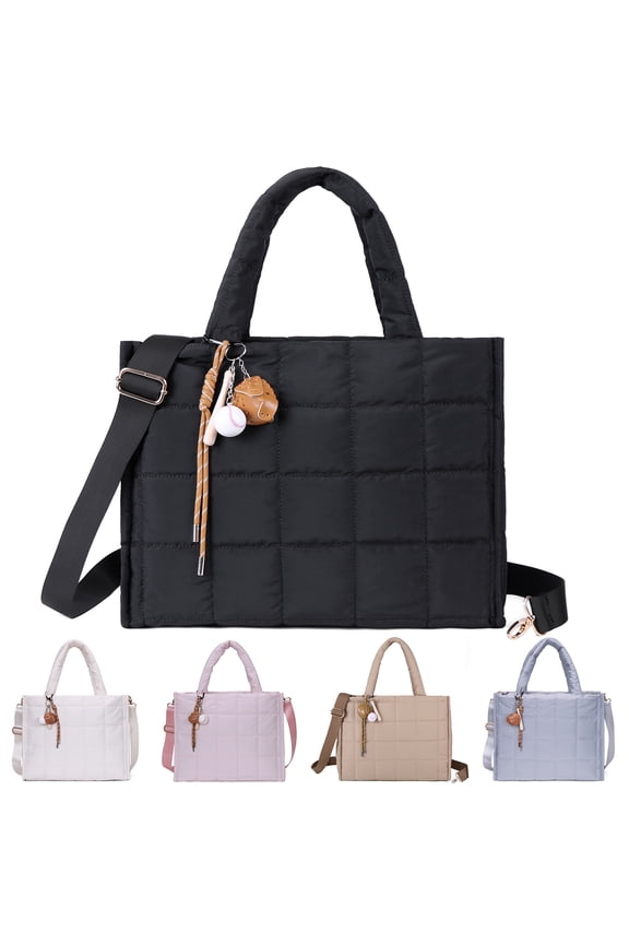 Bubble 20L Puffy Tote Bag for Women, Quilted Laptop Shoulder Handbag, Lightweight Work Tote with Multiple Compartments for Travel & Work Organize Zipper Closure Durable Tote bag