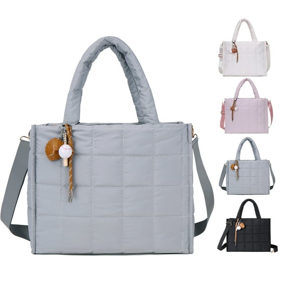 Bubble 20L Puffy Tote Bag for Women, Quilted Laptop Shoulder Handbag, Lightweight Work Tote with Multiple Compartments for Travel & Work Organize Zipper Closure Durable Tote bag