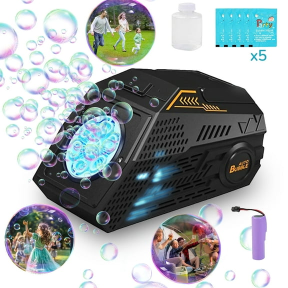 Bubble Automatic Bubble Blowing Machine , 10000+ Bubbles Per Minute, Bubble Toy for Indoor and Outdoor Birthday Parties - Black
