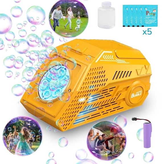 Bubble Machine for Kids Automatic Bubble Blower with 10000+ Bubbles Per Minute, Bubble Toy for Indoor and Outdoor Birthday Parties - Orange