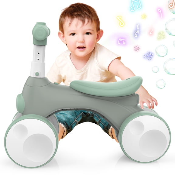 Baby Balance Bike for 1-2 Year Old Boys Girls, 4 Wheels Balance Bike , First Birthday Gift (Green)