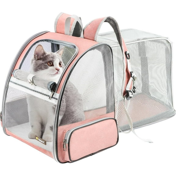Bubble Backpack Pet Carrier for Cats and Dogs Expandable Pink
