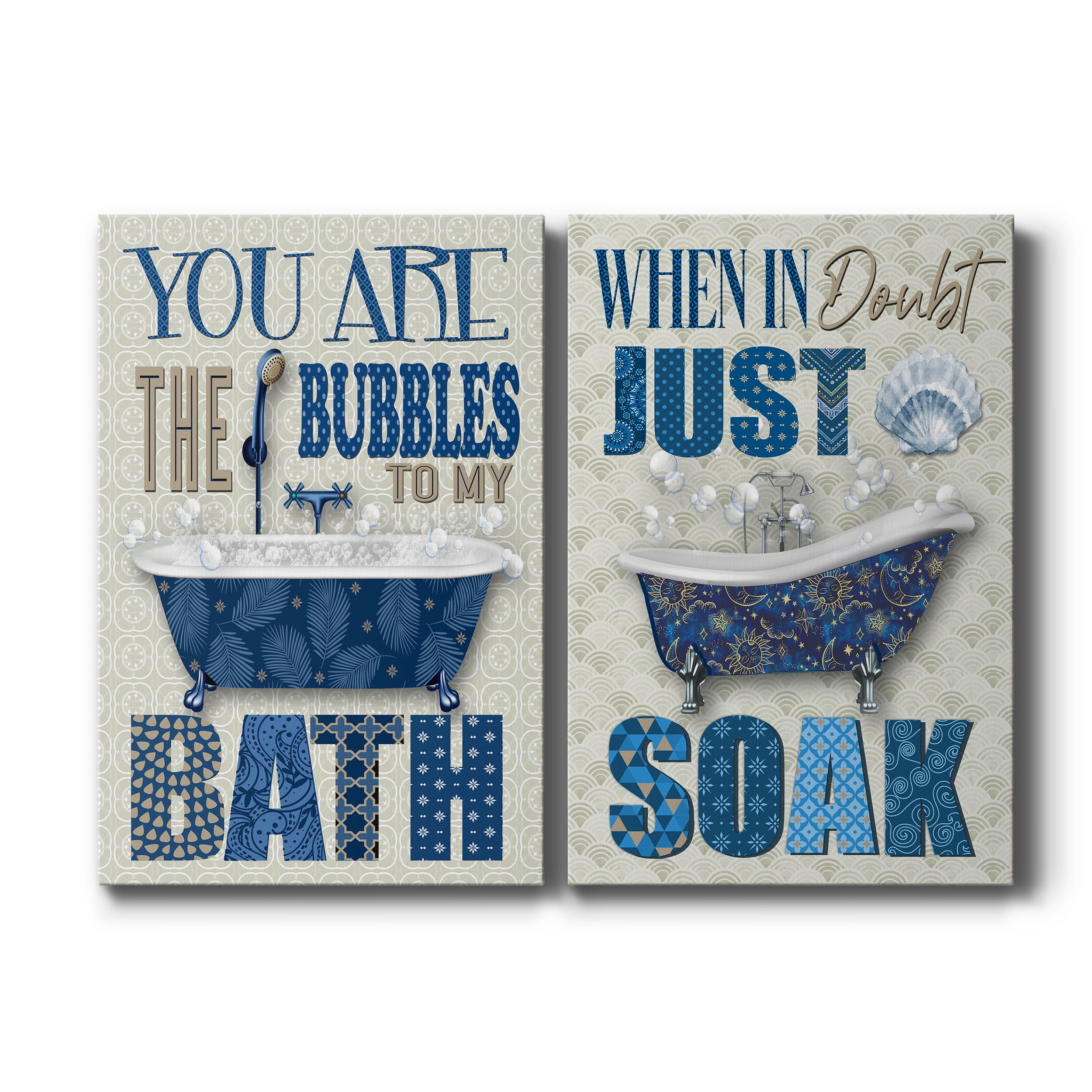 Bubble Bath Premium Gallery Wrapped Canvas - Ready to Hang - Set of 2 - 24 x 36 Each