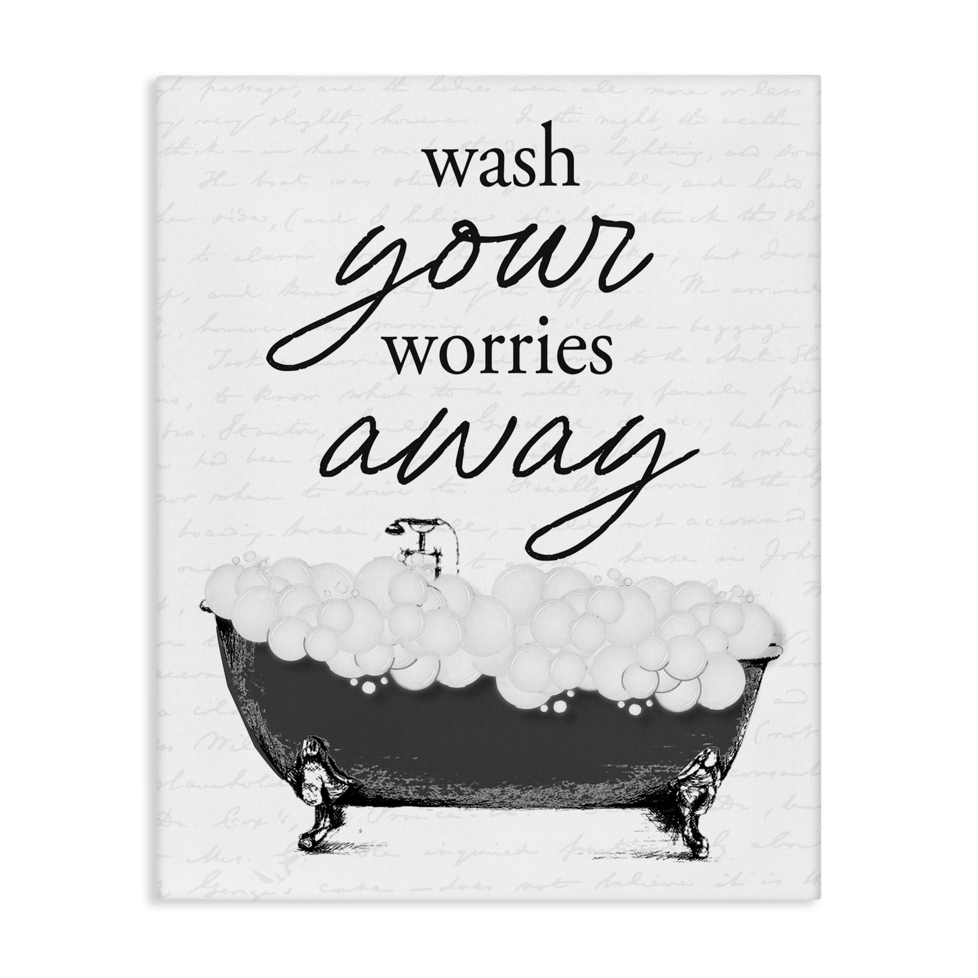 Bubble Bath Wash Worries Canvas Wall Art, design by Lettered and Lined