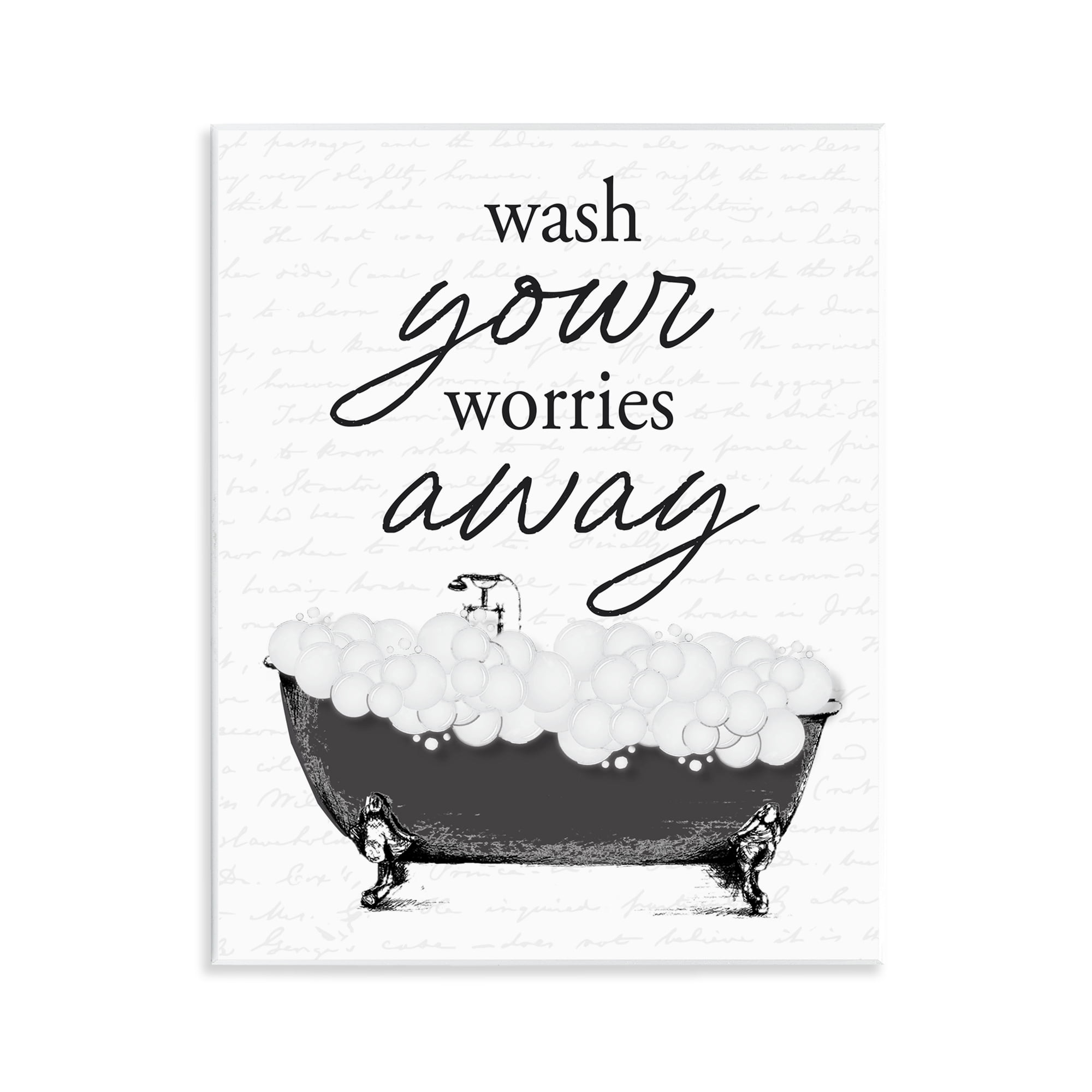 Bubble Bath Wash Worries Wall Plaque Art, design by Lettered and Lined