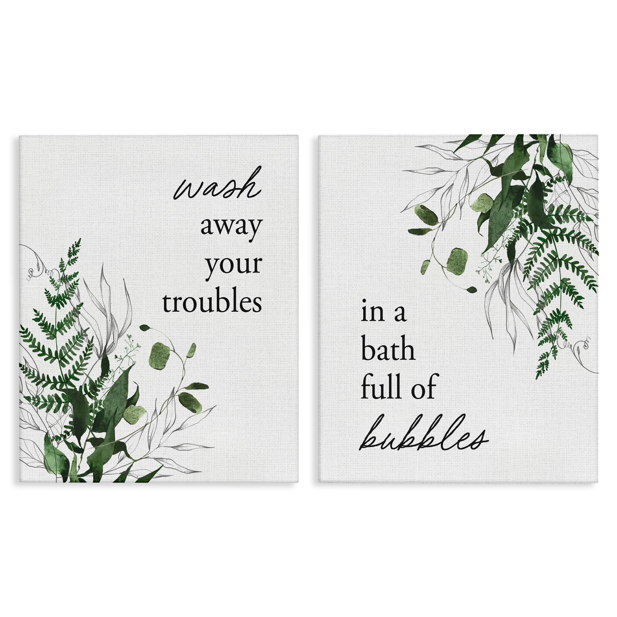 Bubble Bath with Forest Foliage 2 Piece Canvas Wall Art Set, design by Lettered and Lined
