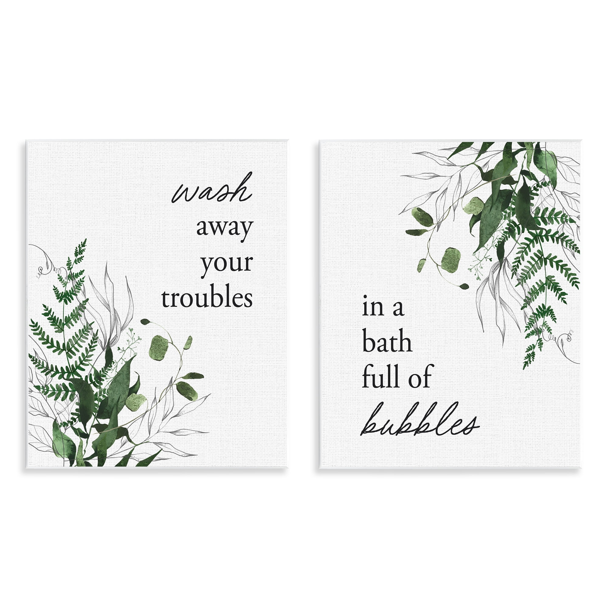 Bubble Bath with Forest Foliage 2 Piece Wall Plaque Art Set, design by Lettered and Lined