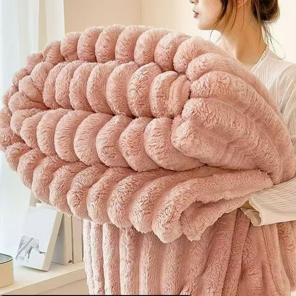 Clearance Under $5 Bubble Blanket,Cooling Blankets,Bunny Blanket,Weighted Blanket,Super Soft & Warm Faux Rabbit Fur Throw Blanket,Lightweight Microfiber Machine(Pink 40*30in)from ANMUYUM