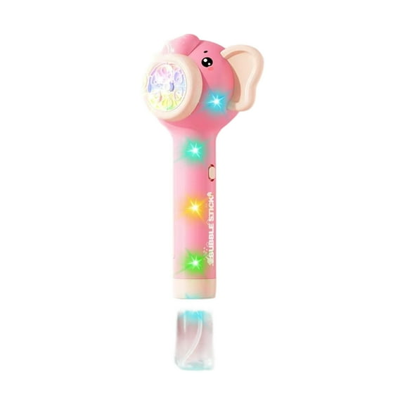 Bubble Blower Wand, Automatic Bubble Blowing Machine with LED Light and Music, 120ml Bubble Solution Included, Plastic Bubble Maker for Party Outdoor Event (Pink)
