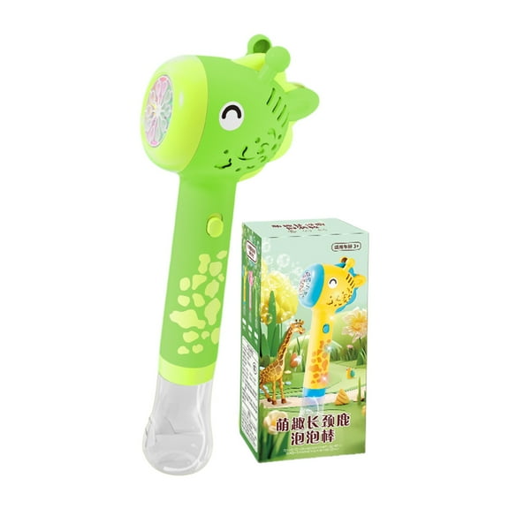 Bubble Blower Wand, Automatic Bubble Blowing Machine with LED Light and Music, 90ml Bubble Solution Included, Plastic Bubble Maker for Party Outdoor Event (Green)