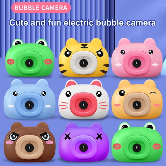 Bubble Blower with Colorful Lights Emotional Music One-click Leak-proof Automatic Gift PP Material Cartoon Camera Bubble Maker Party Accessories