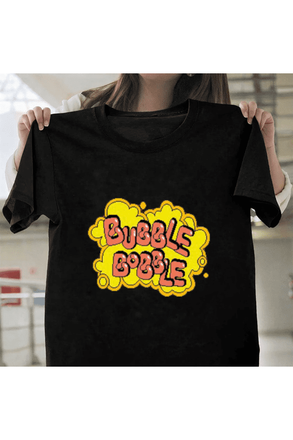 Bubble Bobble Logo Classic Retro Video Game Arcade Nostalgia Unisex T-Shirt, up to size 3XL.