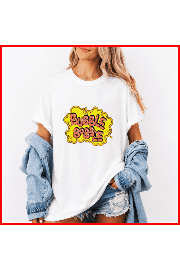 Bubble Bobble Logo Retro Arcade Gaming Graphic Casual Gift Unisex T-Shirt, up to size 5XL