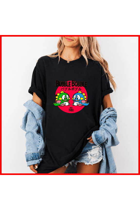 Bubble Bobble Retro Arcade Gaming Graphic Casual Fan Gift Unisex T-Shirt, up to size 5XL