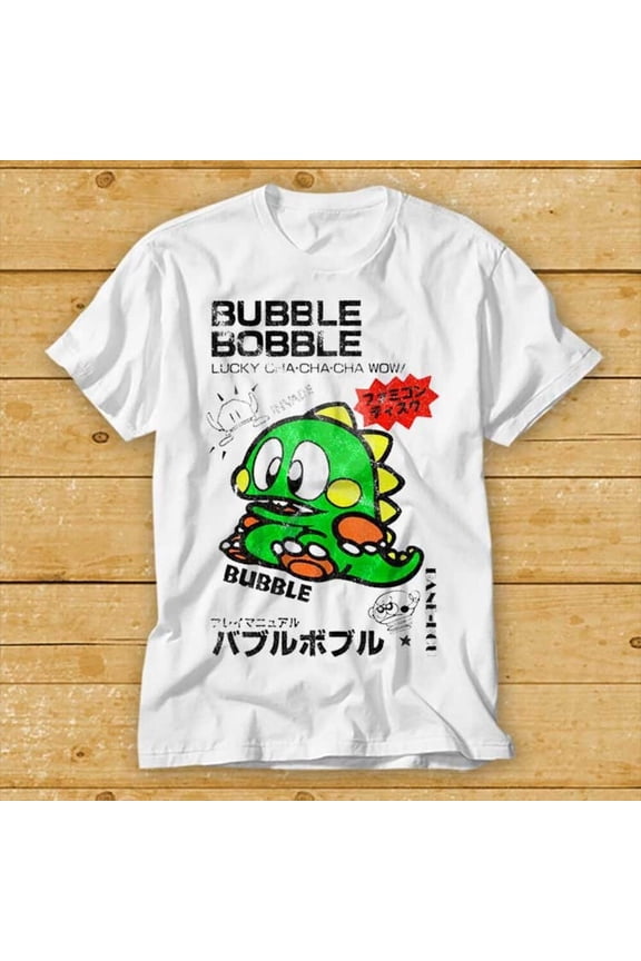 Bubble Bobble T-Shirt Commodore Amiga C64 Gaming Gamer Nerd Game Top Tee Retro Vintage Gift 80S WHITE Unisex S-5XL Hot Trending Shirt, Vintage Birthday Gift