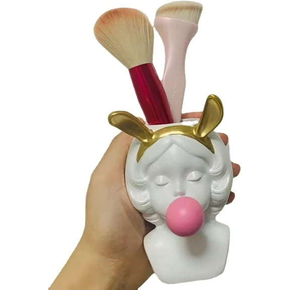 Bubble Bowing Girl Art Decor, Bubble Vase, Makeup Brush Holder, Creative Vase Decoration Ornaments Dry Vase Home Living Room Table Art Statue, Home Living Room Table Art Statue (1PC)