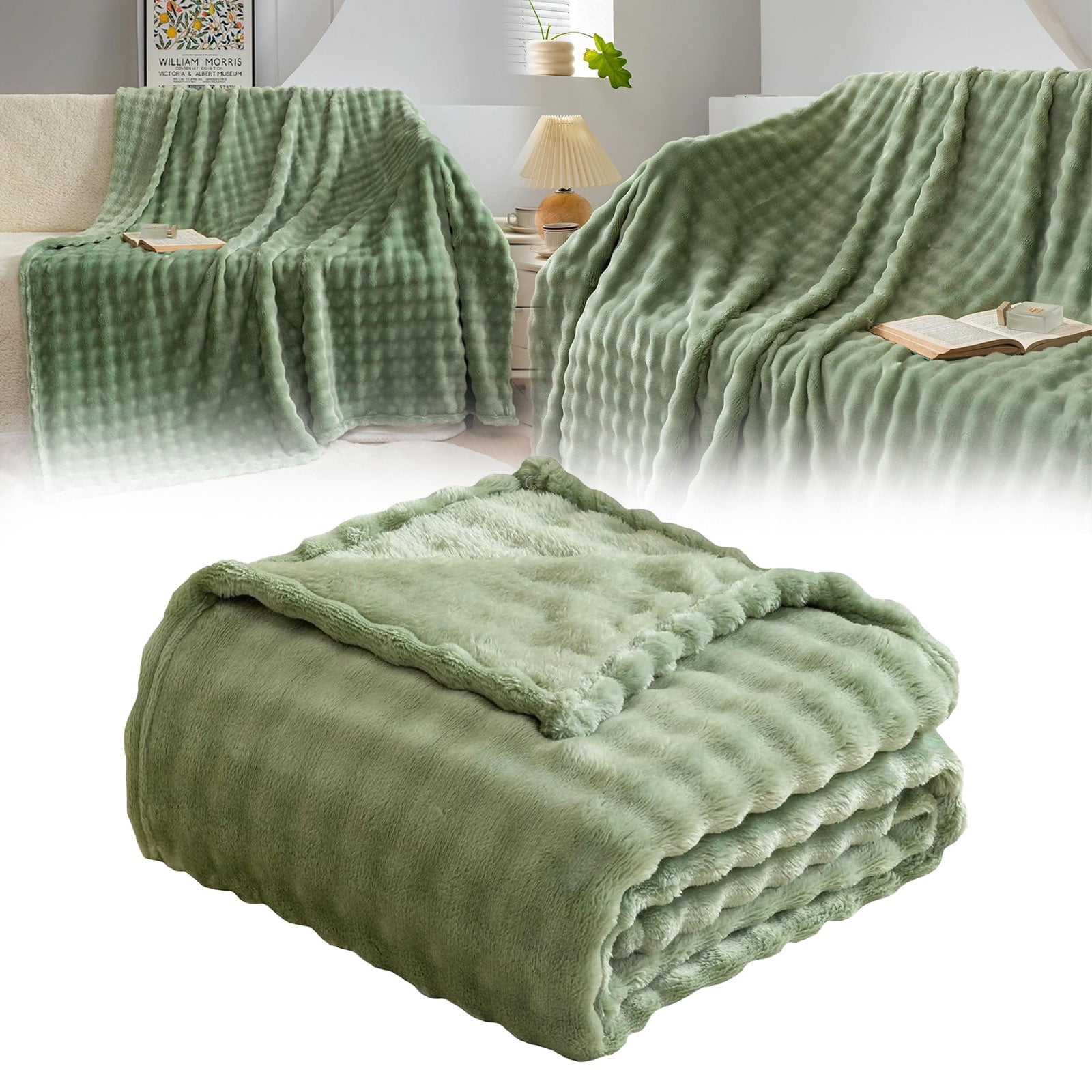 Bubble Bunny Fleece Blanket (Green, 70*100),A Bubble Bunny Plush