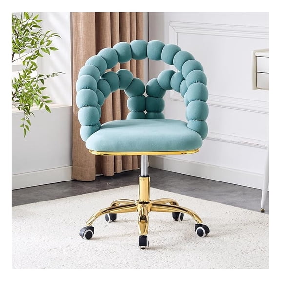Bubble Chair Ball Chain Chair with Wheels, Height Adjustable Swivel Vanity Desk Chair, Modern Armchairs Five Claw Casters for Dining Room, Living Room, or Makeup Vanity, Teal