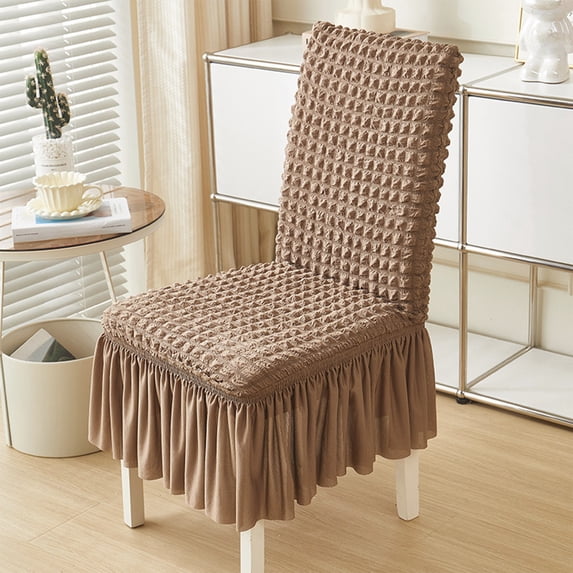Bubble Chair Covers, Brown Jacquard Velvet Stretch Slipcovers, Removable Washable Dining Workspace Chair Protectors for Home Kitchen Restaurant (3 Pcs)