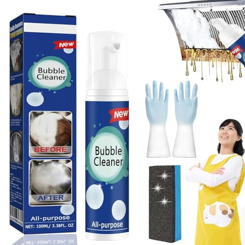 Bubble Cleaner Foam Spray,3.52oz All-Purpose Rinse-Free Cleaning Spray,Highly Effective Oil Breakdown Foaming & Stain Remover for Stubborn Grease,Grime Kitchen