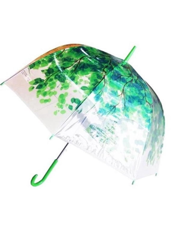 Bubble Clear Dome Shape Umbrella in Forest Print