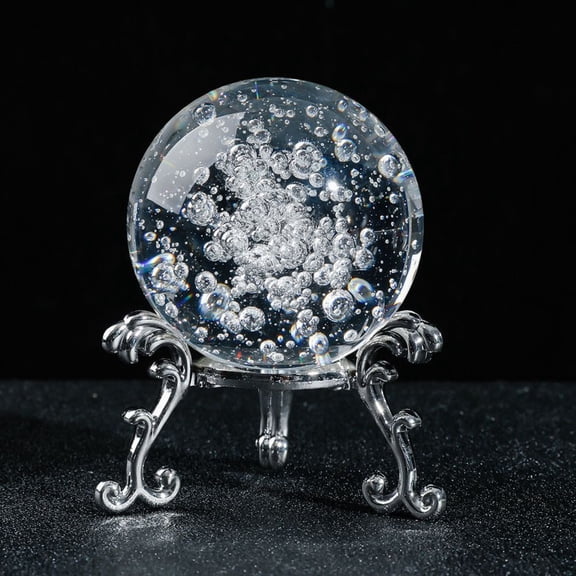 Bubble Crystal Ball Optical Glass Feng Shui Sphere for Home Tabletop Decoration Energy Ornament Display
