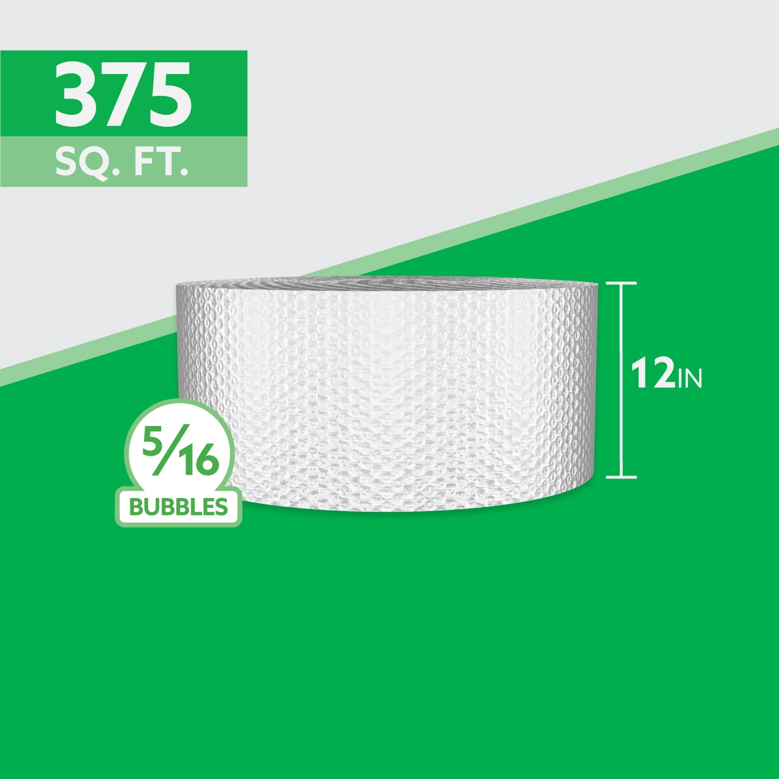 Bubble Cushion Roll, 12" x 375', 5/16" Large Bubbles, Bulk Protective Packaging, 1 Roll