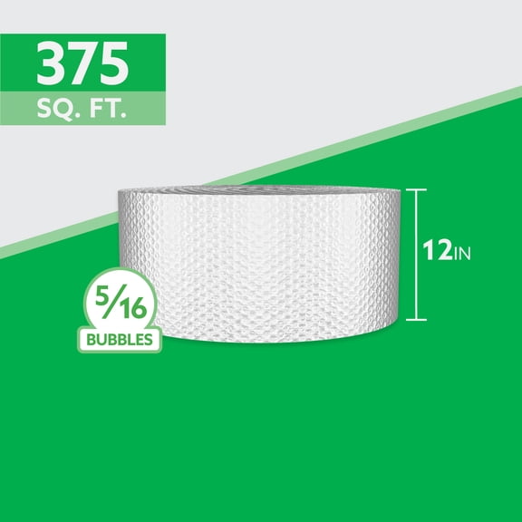Bubble Cushion Roll, 12" x 375', 5/16" Large Bubbles, Bulk Protective Packaging, 1 Roll