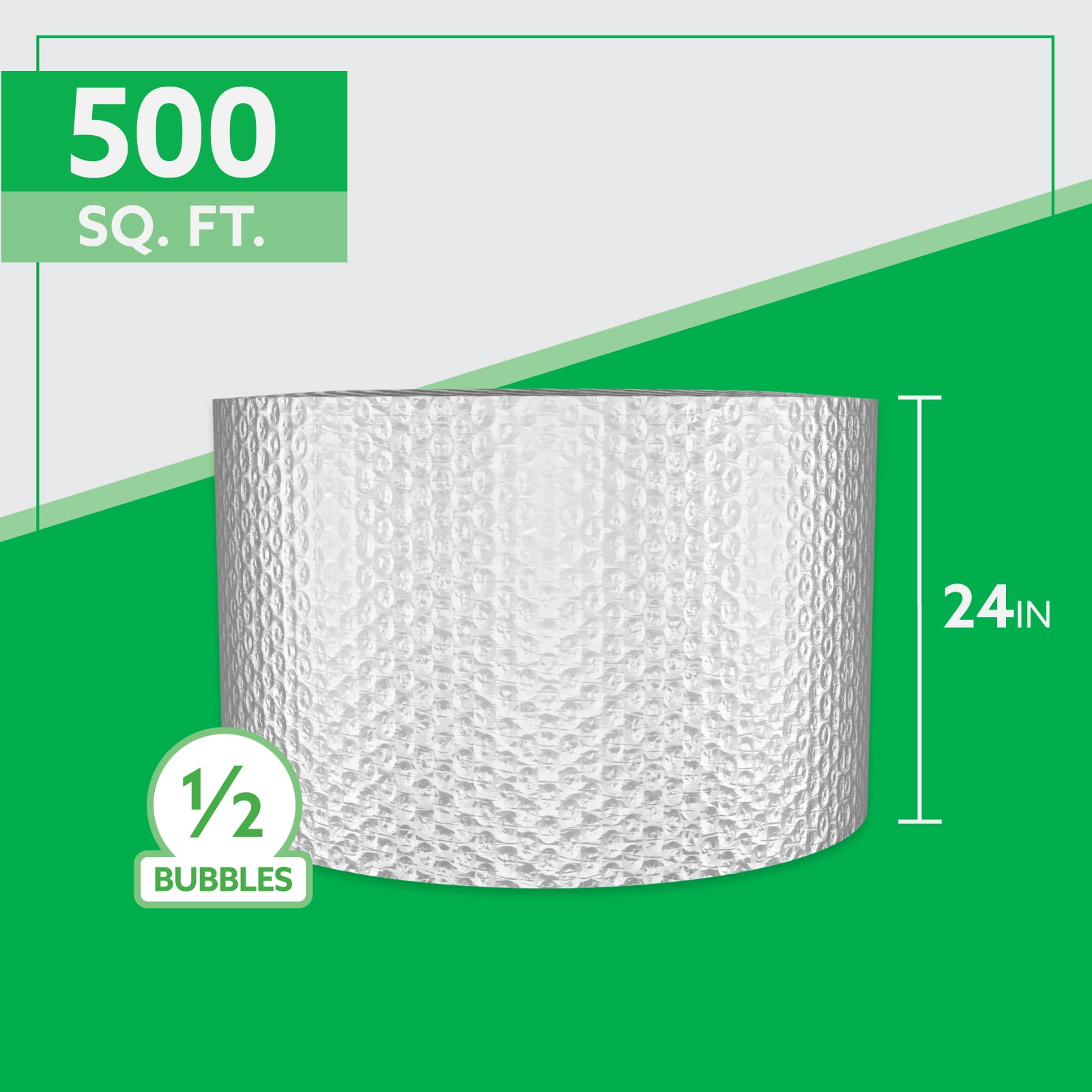 Bubble Cushion Roll, 24" x 250', 1/2" Extra Large Bubbles, Bulk Protective Packaging, 1 Roll