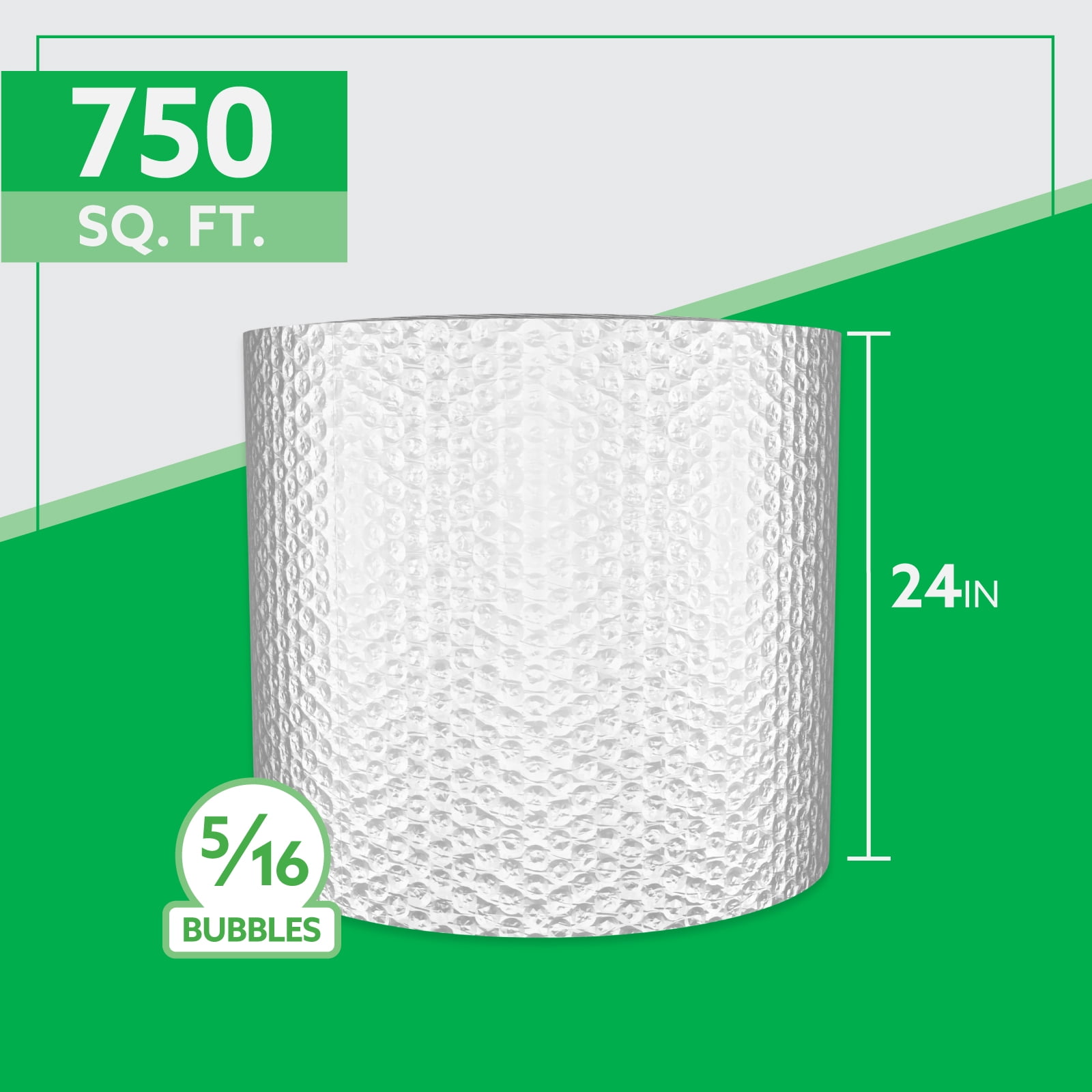 Bubble Cushion Roll, 24" x 375', 5/16" Large Bubbles, Bulk Protective Packaging, 1 Roll