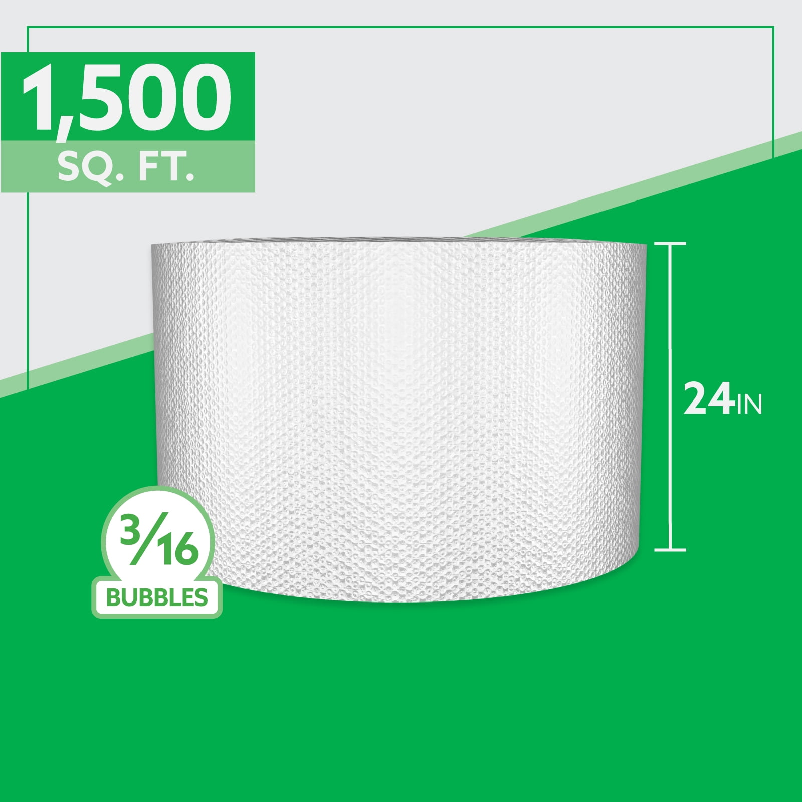 Bubble Cushion Roll, 24" x 750', 3/16" Small Bubbles, Bulk Protective Packaging, Industrial, 1 Roll